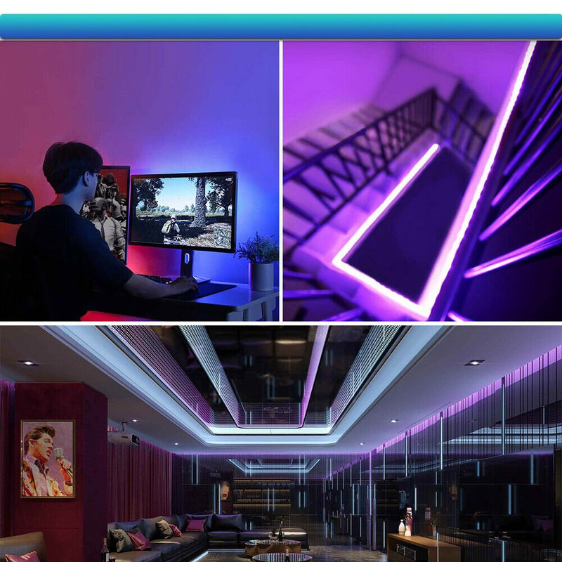 100Ft 50Ft 5M10m LED Strip Lights 5050 Music Sync Bluetooth Remote for TV Rooms - Plugsus Home Furniture