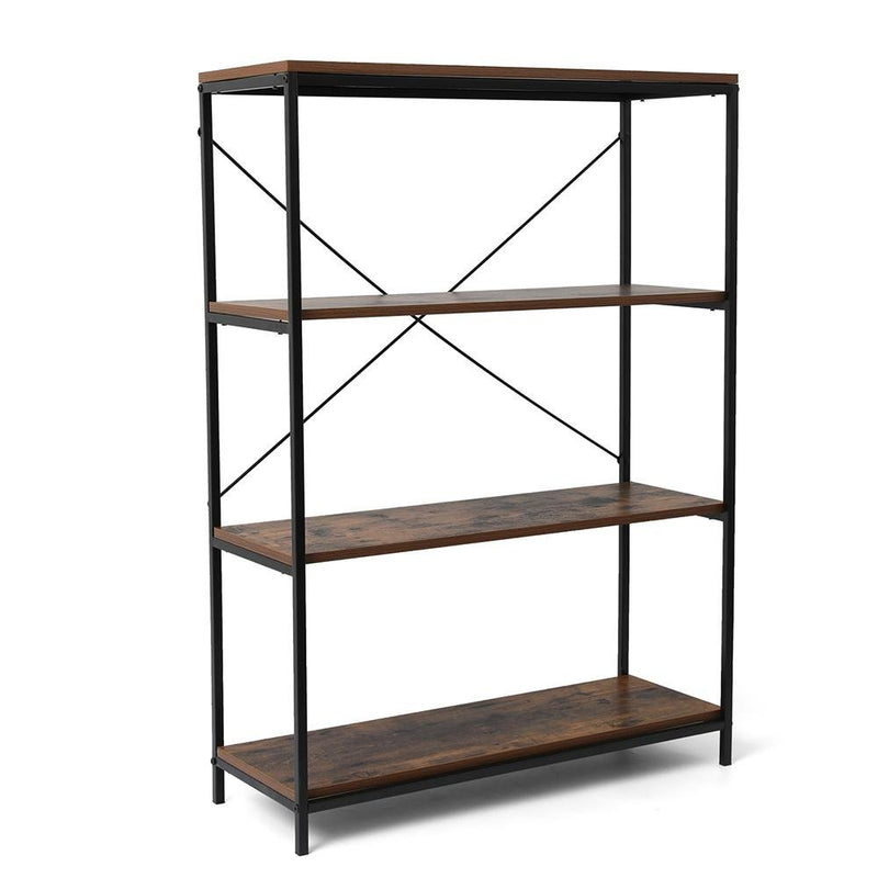 4 Shelf Bookshelves, Bookshelf Industrial Style Metal with Wood Bookcase - Plugsus Home Furniture
