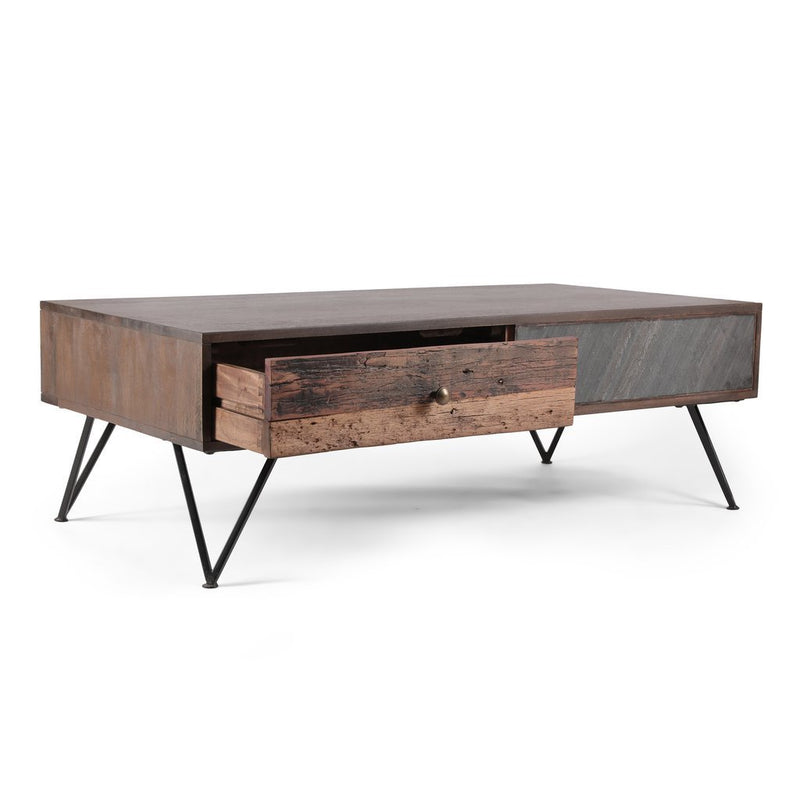 Coffee Table Handcrafted Boho Mango Wood with Drawer - Plugsus Home Furniture