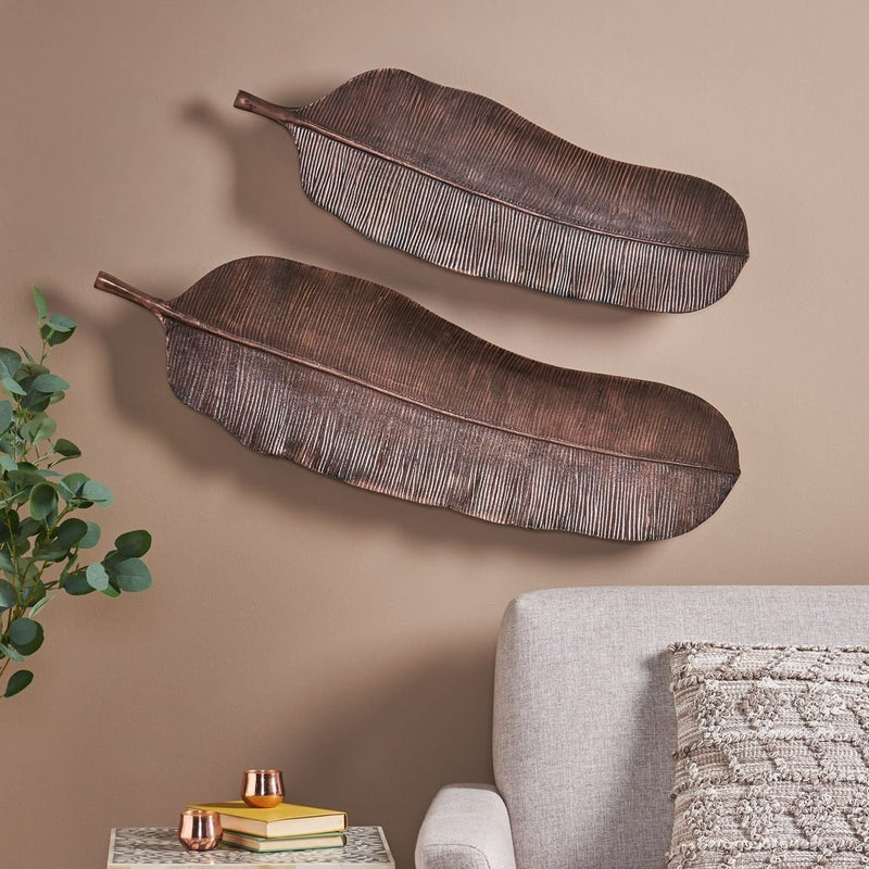 Cordele Handcrafted Aluminum Leaf Wall Decor Set - Plugsus Home Furniture