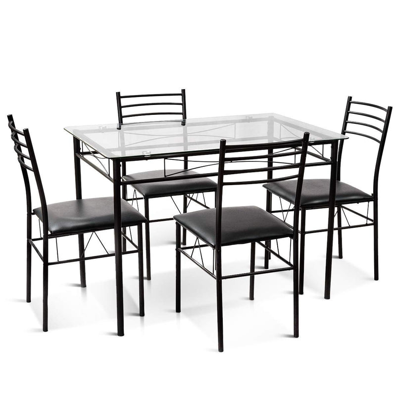 Dinning Set Tempered Glass Top Table 5 Pieces.