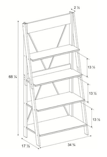 Farmhouse Grey Solid Wood 4-Shelf Ladder Bookshelf - Plugsusa