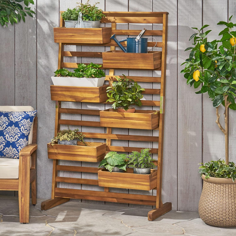 Lucas' Stylish Acacia Wood Plant Stand - Pineview Collection in Teak - Plugsus Home Furniture