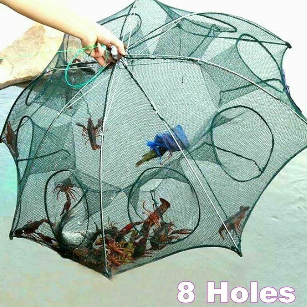 Magic Fishing Trap 8 Holes Full Automatic Folding Shrimp Cast Cage Crab  Fish Net