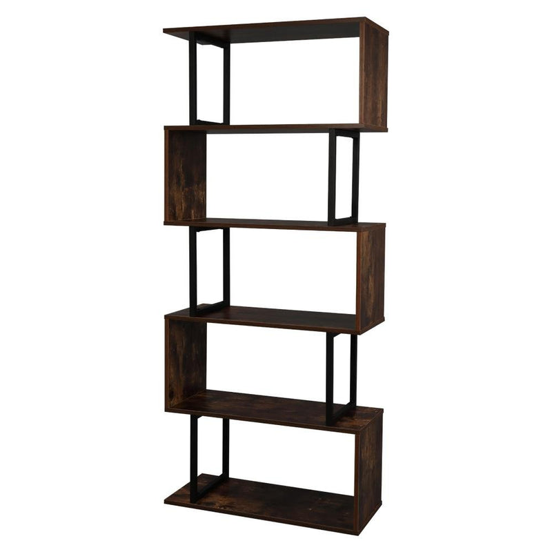 Mid Century 5-Tier Industrial with Metal Frame Bookcase Storage Shelf, Bookshelves - Plugsus Home Furniture