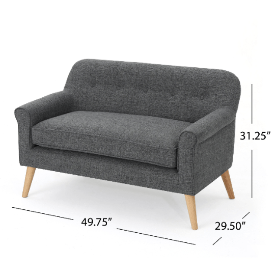 Mid Century Love-seat Sofa Wood Beech Color - Plugsusa