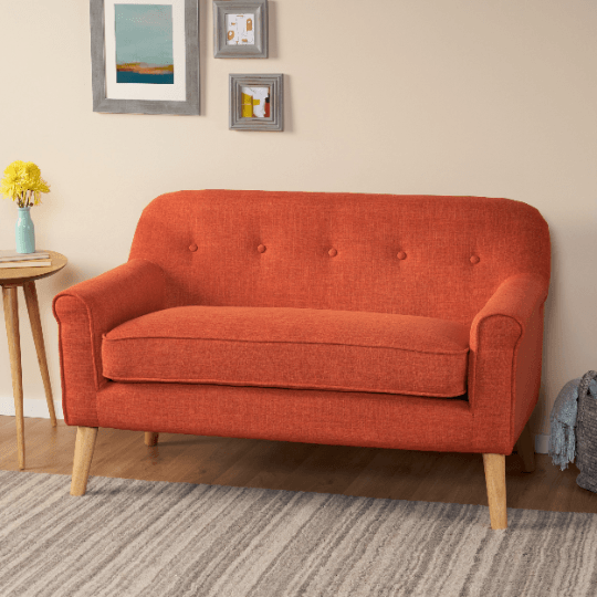 Mid Century Love-seat Sofa Wood Beech Color - Plugsusa