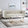 Mid-Century Modern Fabric Upholstered Tufted 3 Seater Sofa - Plugsusa