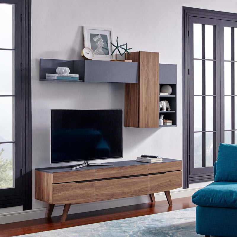 Modern 2 Piece Set Entertainment Center Tv Stand - Plugsus Home Furniture