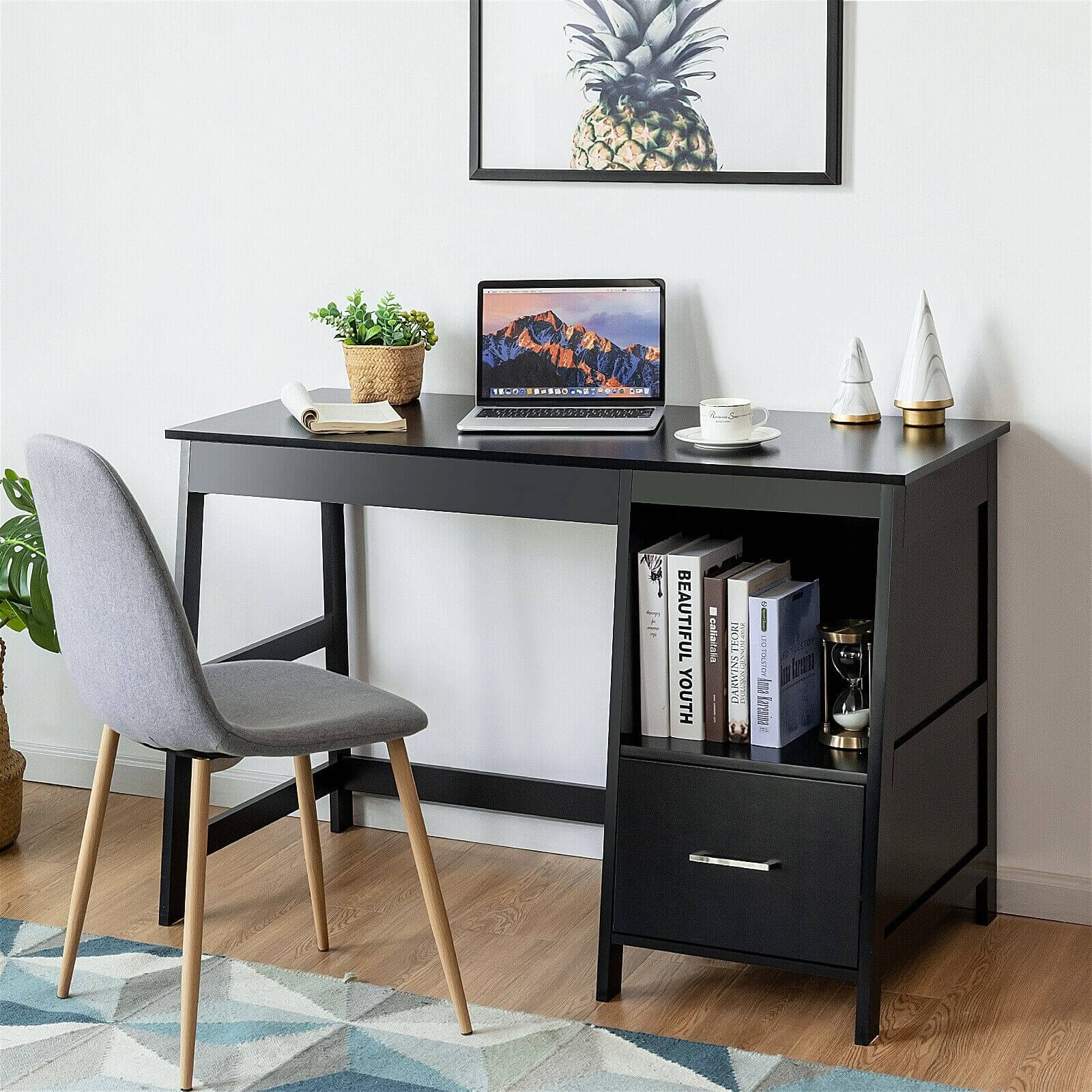 Modern Home Computer Desk with 2 Storage Drawers 47.5 - Plugsus