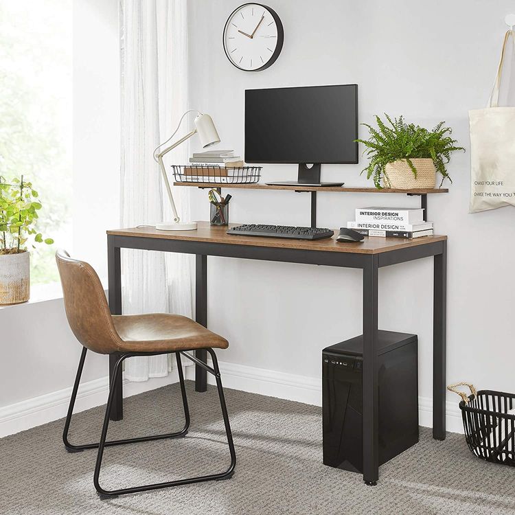 Modernity Office Desk Metal Frame with Stand Shelves - Plugsus Home Furniture