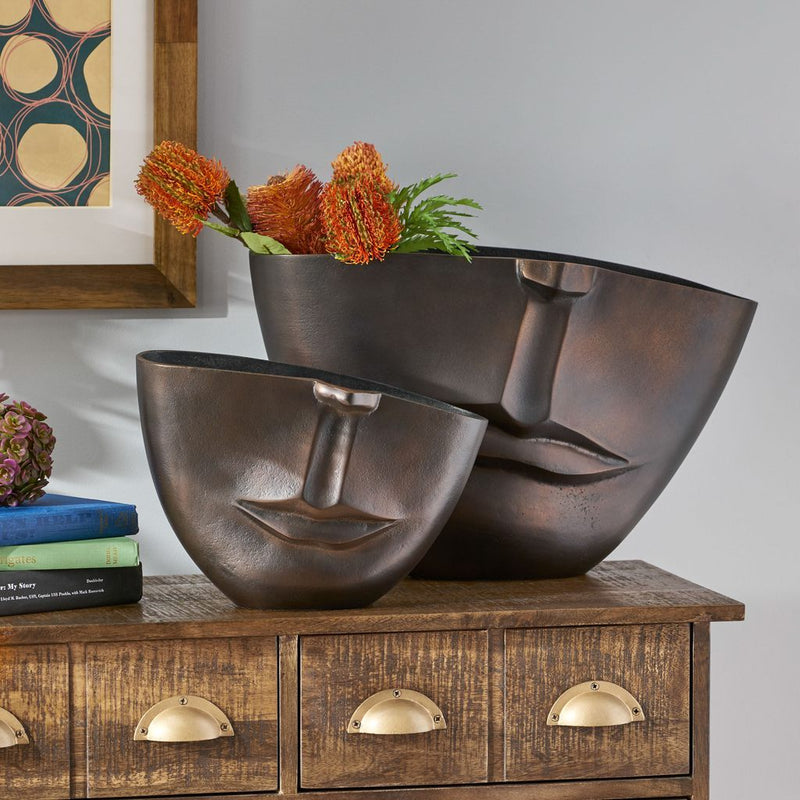 Molena Handcrafted Aluminum Face Vase Set - Plugsus Home Furniture