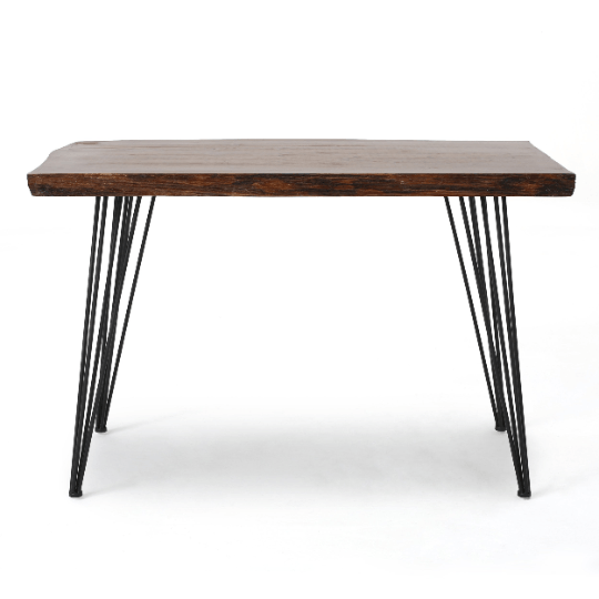 Natural Finish Office Desk with Iron Frame.