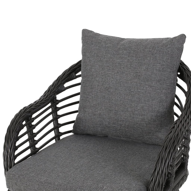 Outdoor Modern Boho 2 Seater Wicker Chat Set with Side Table - Plugsus Home Furniture
