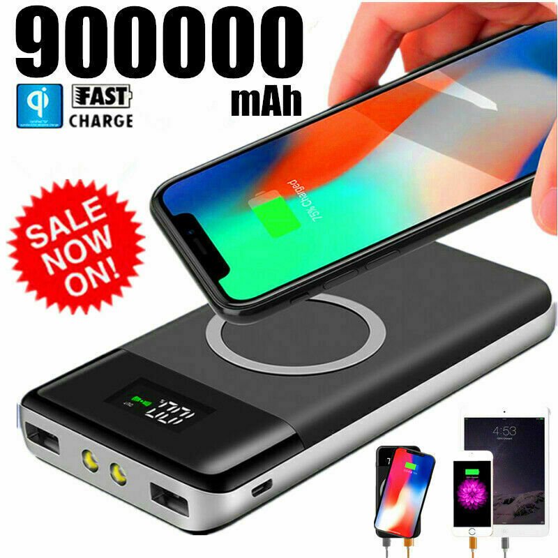 Solar Power Bank 300000mAh Portable External Battery Charger For Mobile  Phone Red