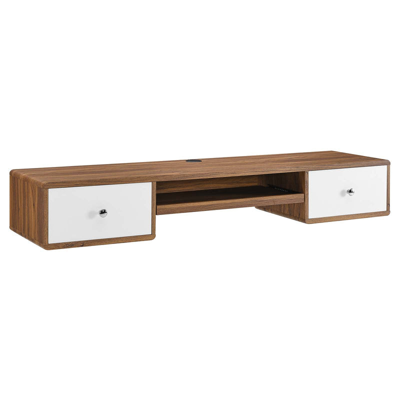 Rustic Wall Mount Wood Office Desk 60" - Plugsus Home Furniture