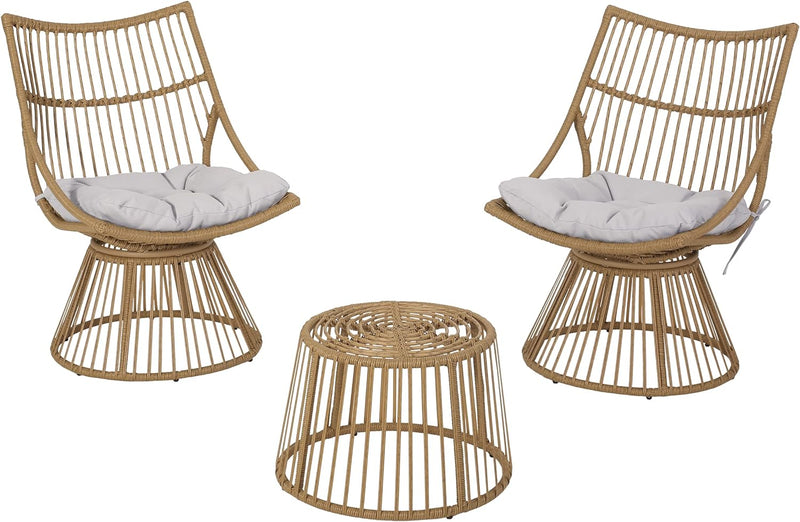 Sophie's Cozy Light Brown and Beige Wicker 2 Seater Chat Set - Plugsus Home Furniture