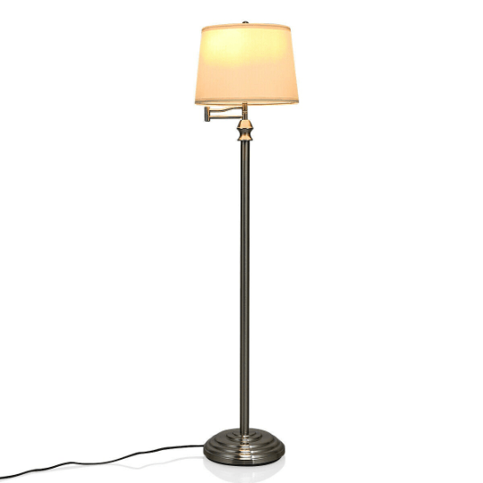 Swing Arm Floor Lamp with Hanging Fabric Shade - Plugsusa