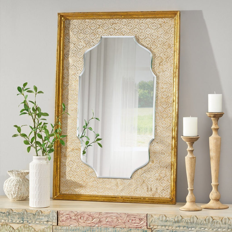 Traditional Embossed Rectangular Mirror - Plugsus Home Furniture