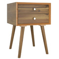 Wooden Nightstand Mid-Century End Side Table with 2 Storage Drawers - Plugsus Home Furniture