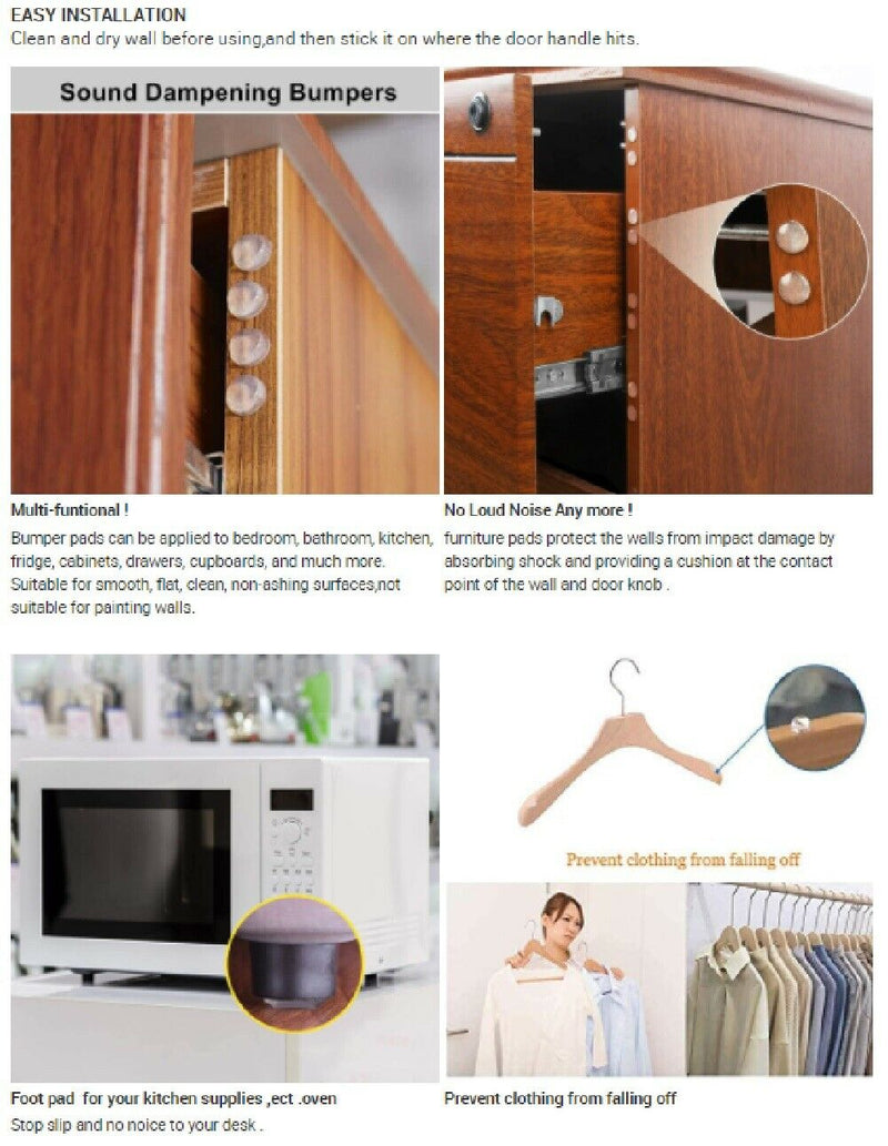 100 Pcs Silicone Rubber Cabinet Door Pad Bumper Stop Damper Furniture Stopper US - Plugsus Home Furniture