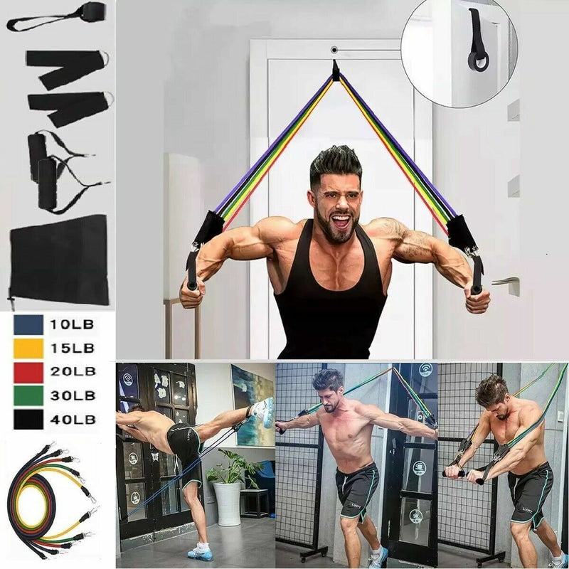 11Pcs Resistance Bands For Home Workout Exercise Yoga Crossfit Fitness Training - Plugsus Home Furniture