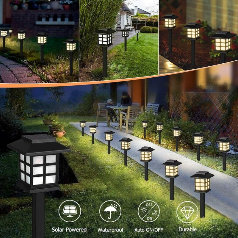 12Pack Solar Garden Lights Outdoor Waterproof Landscape LED Lights Pathway Yard - Plugsus Home Furniture
