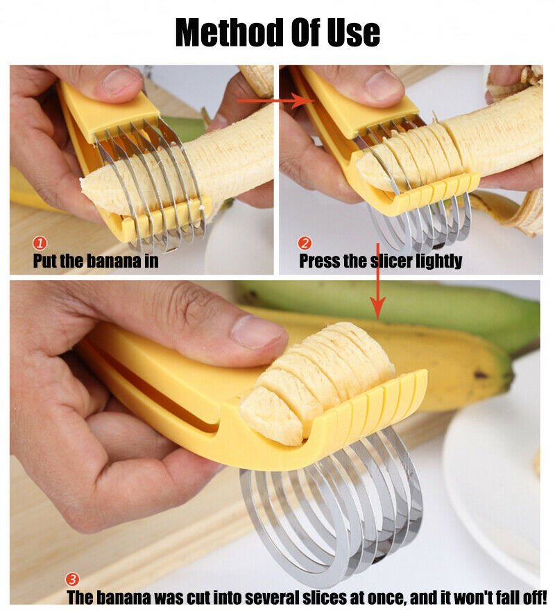 1/2Pcs Banana Slicer Fruit Knife Veggie Cucumber Cutter Kitchen Gadget Bar Tools - Plugsus Home Furniture
