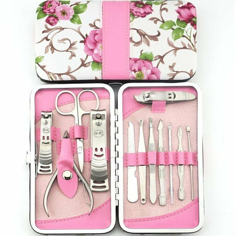 12PCS Pedicure / Manicure Set Nail Clippers Cleaner Cuticle Grooming Kit Case - Plugsus Home Furniture