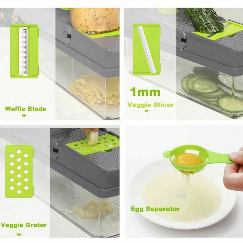 12-in-1 Food Vegetable Cutter Salad Chopper,Multifunctional Onion Fruit  Dicer Chopper Veggie Slicer Kitchen Tool