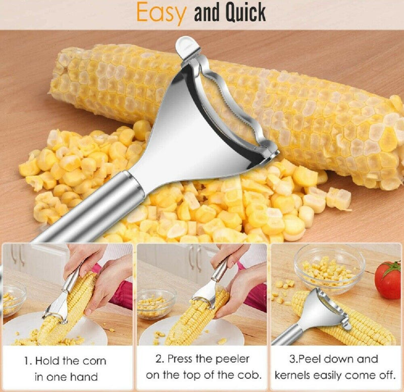 1Pcs Stainless Steel Corn Cob Peeler Stripper Cutter Remover Kitchen Kernel Tool - Plugsus Home Furniture