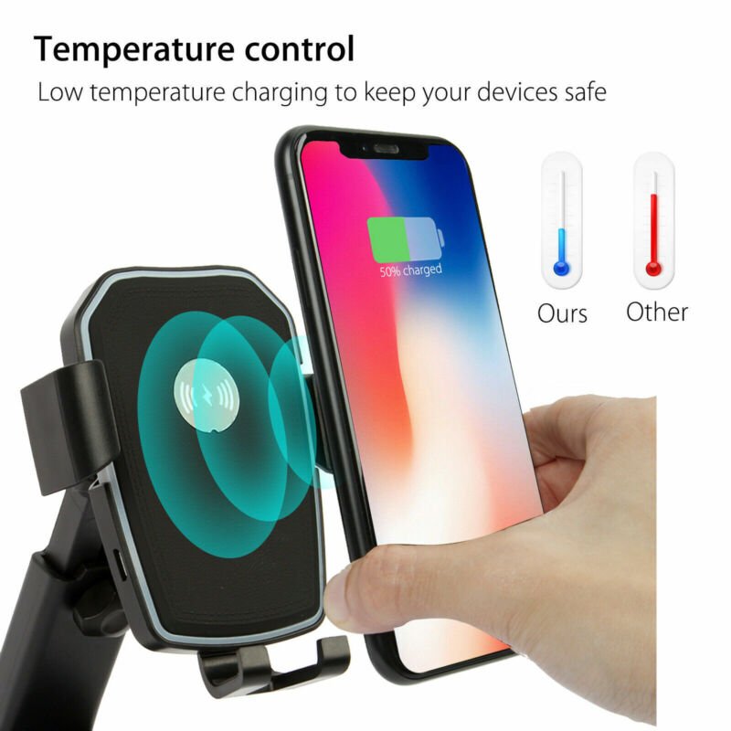 2-in-1 Qi Wireless Fast Charging Car Charger Mount Holder Stand for Cell Phones - Plugsus Home Furniture