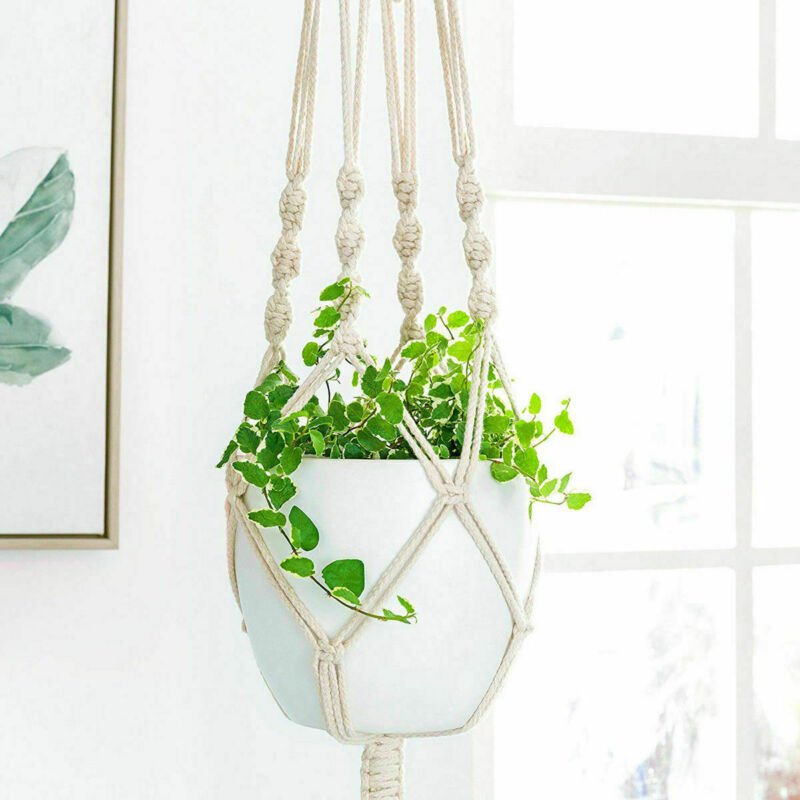 2 Pack Garden Plant Hanger Macrame Hanging Planter Basket Rope Pot Holder Decor - Plugsus Home Furniture