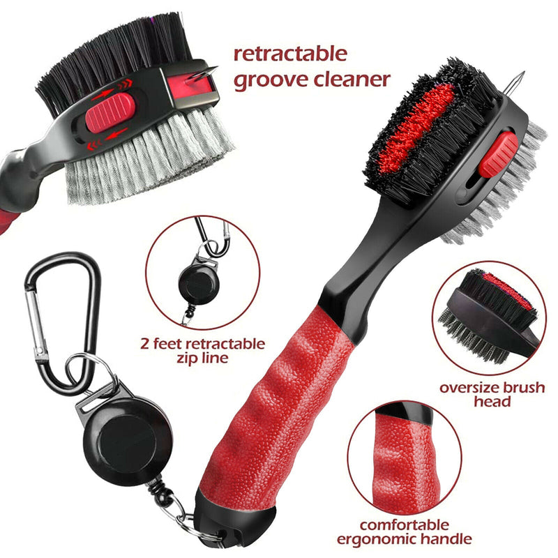 2 Sided Golf Club Brush Cleaner Retractable Groove Cleaning Tool Kit with Spike - Plugsus Home Furniture