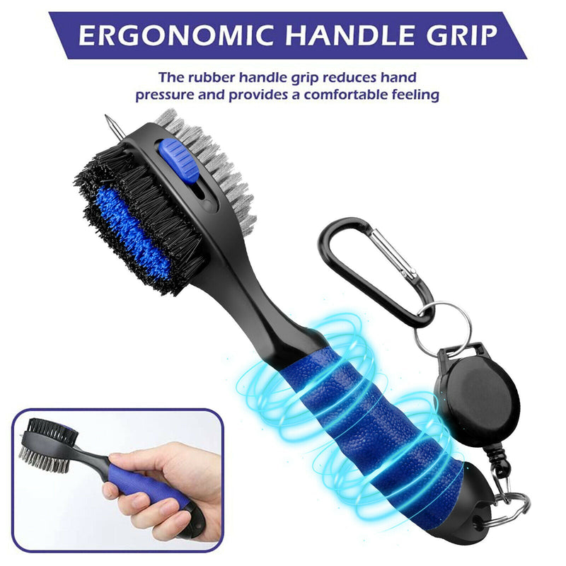 2 Sided Golf Club Brush Cleaner Retractable Groove Cleaning Tool Kit with Spike - Plugsus Home Furniture