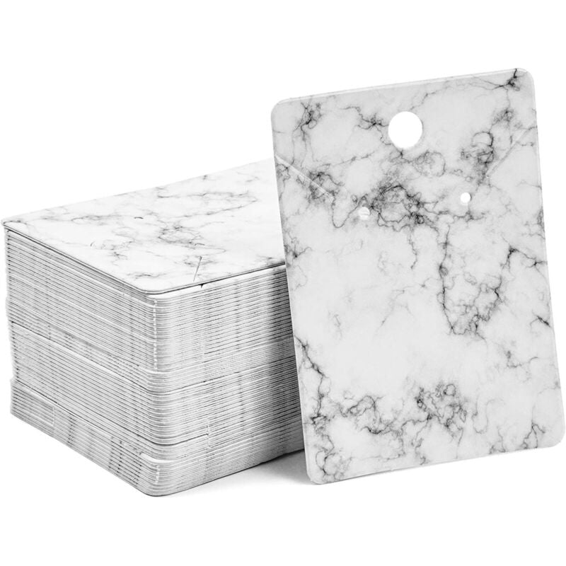 200x Marble Jewelry Display Cards Holder for Selling with Self-Close Bag 2x2.8" - Plugsus Home Furniture