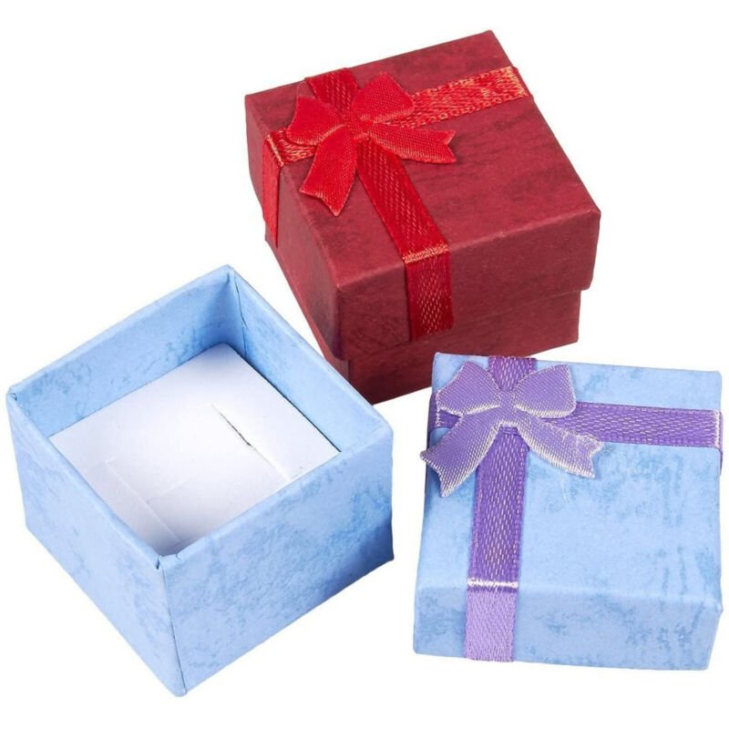 24 PCS Jewelry Gift Box Rings Cardboard with Bow Bulk for Anniversaries, Wedding - Plugsus Home Furniture