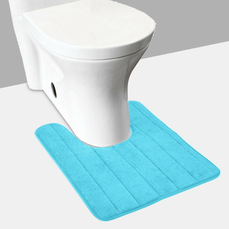 24"x20" U-Shaped Contour Toilet Bathroom Mat Velvet Non-Slip Rug Water Absorbent - Plugsus Home Furniture
