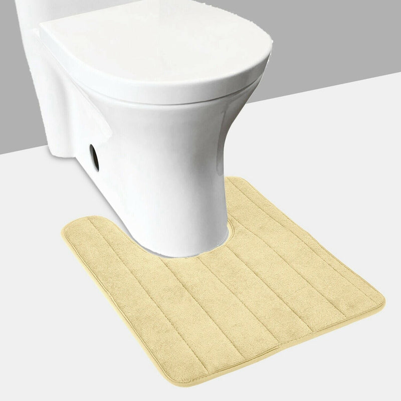 24"x20" U-Shaped Contour Toilet Bathroom Mat Velvet Non-Slip Rug Water Absorbent - Plugsus Home Furniture
