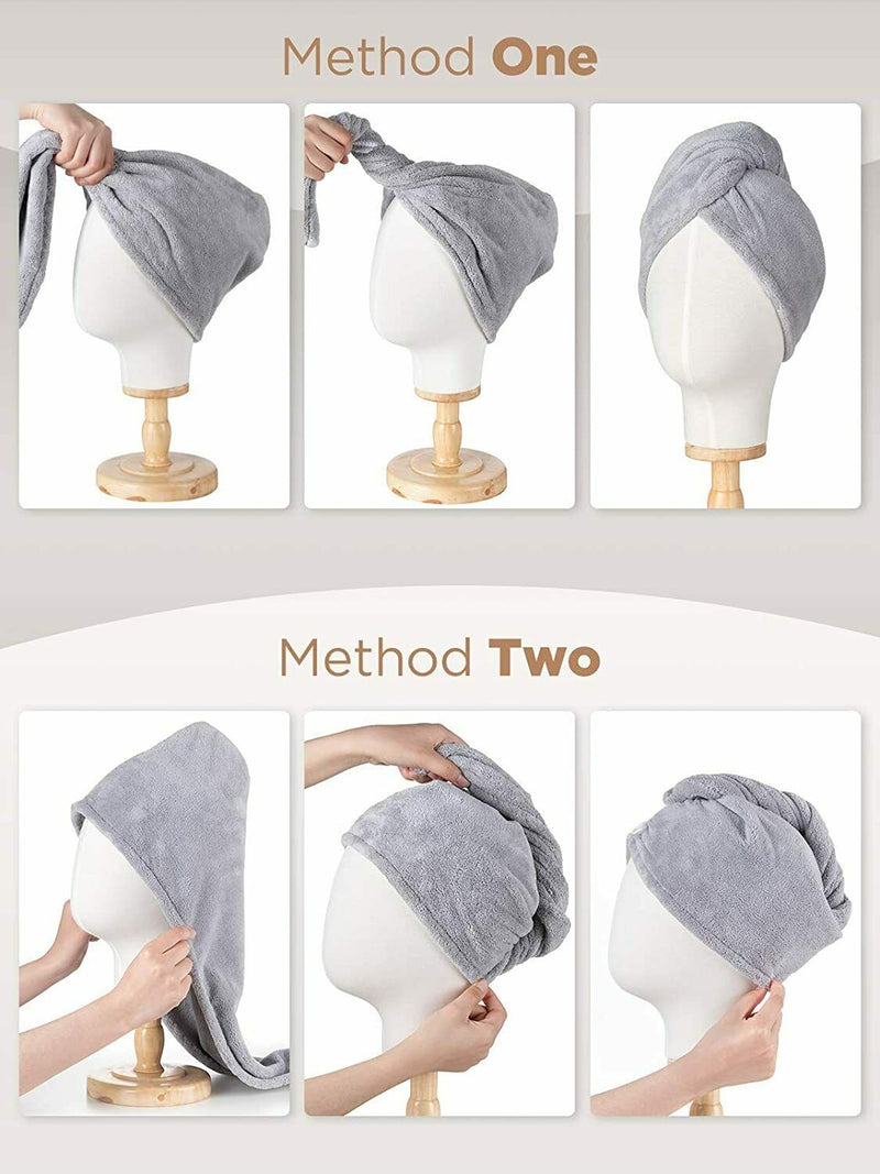 2pcs Microfiber Hair Towel Wrap Super Absorbent Quick Dry Hair Turban for Drying - Plugsus Home Furniture