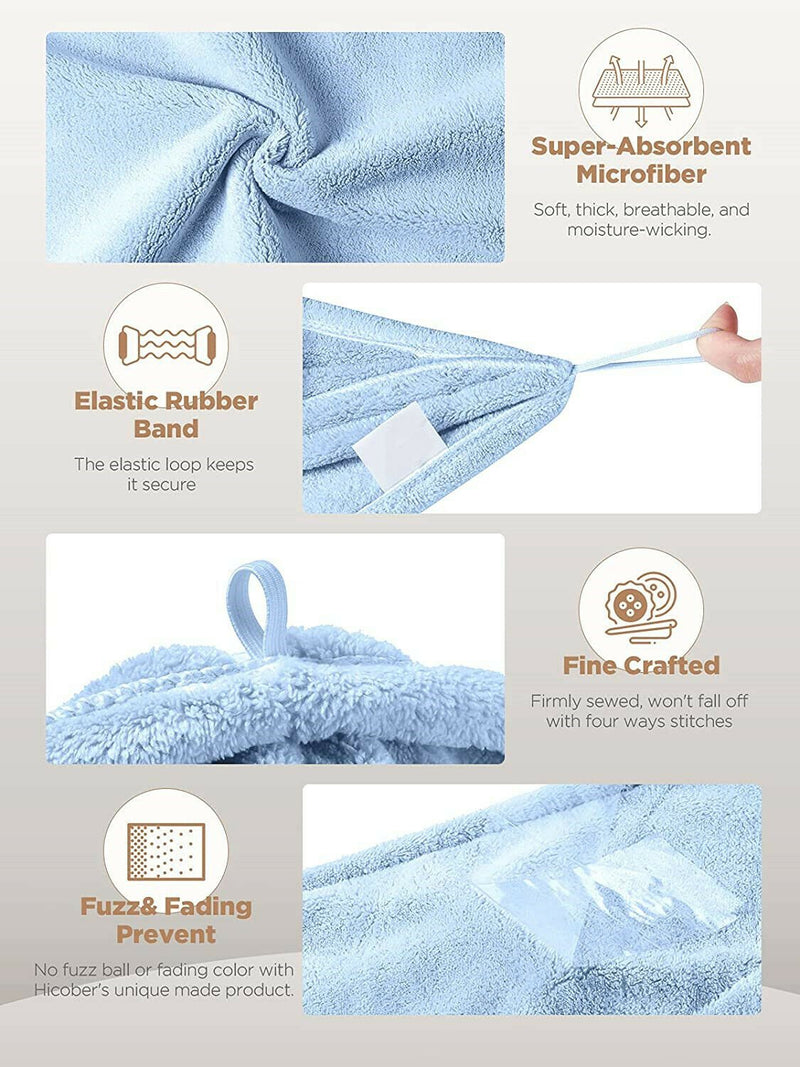 2pcs Microfiber Hair Towel Wrap Super Absorbent Quick Dry Hair Turban for Drying - Plugsus Home Furniture