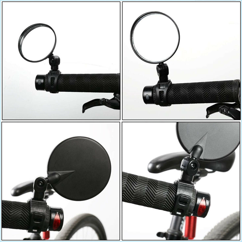 2Pcs Rotaty Round Bike MTB Road Handlebar Mirror Bicycle Rear View Glass Cycling - Plugsus Home Furniture