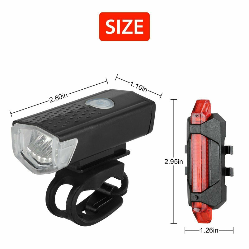 2Pcs/Set USB Rechargeable LED Bicycle Headlight Bike Front Rear Lamp Cycling USA - Plugsus Home Furniture