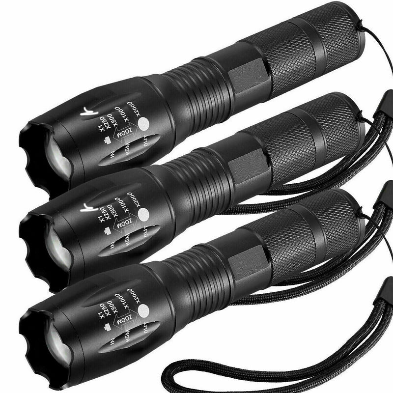 3-Pack LED Flashlight T6 High Powered 5-Mode Zoomable Zoom AAA - Plugsus Home Furniture