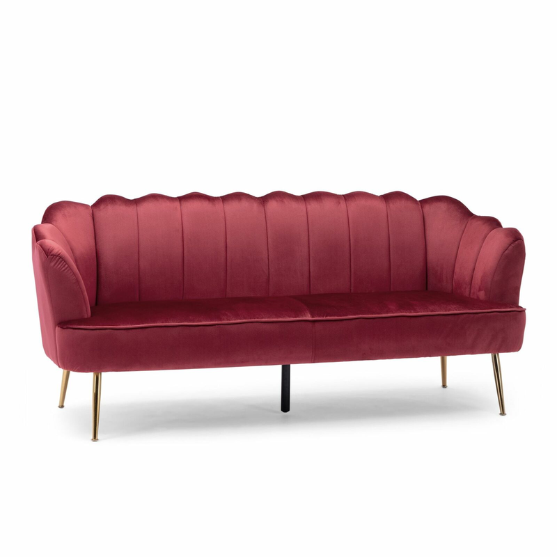 Ohnstad Modern Glam Velvet Channel Stitch 3 Seater Shell Sofa