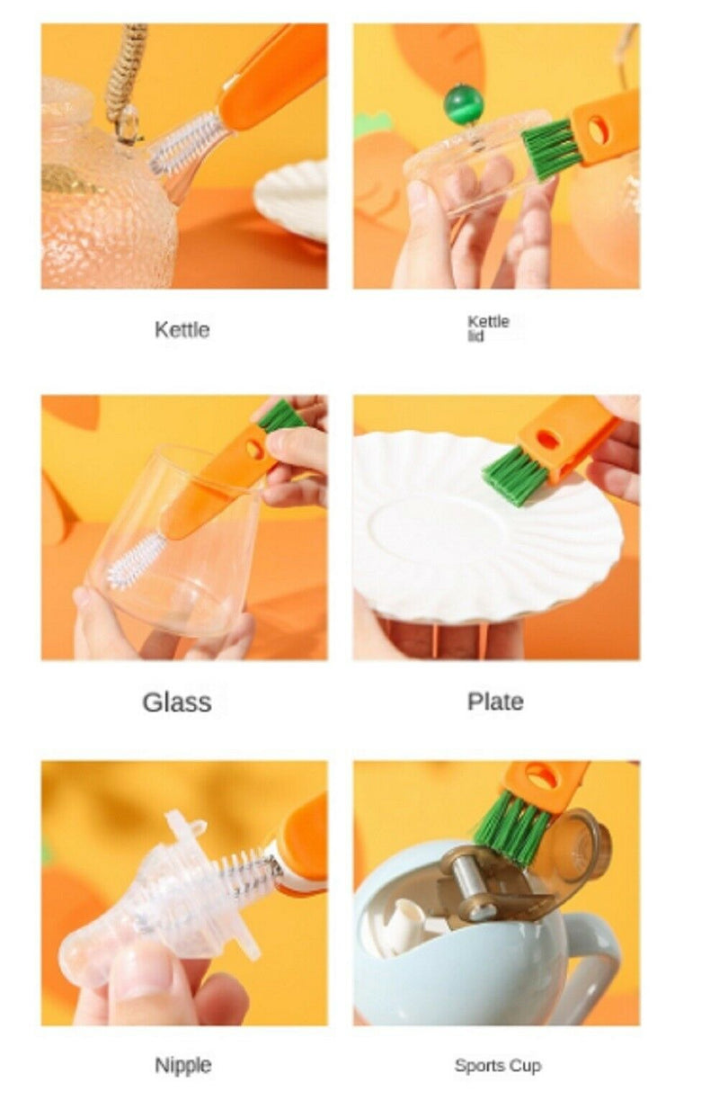 3in1 Bottle Cap Detail Brush Cleaner Bottle Cleaning Brush Cup