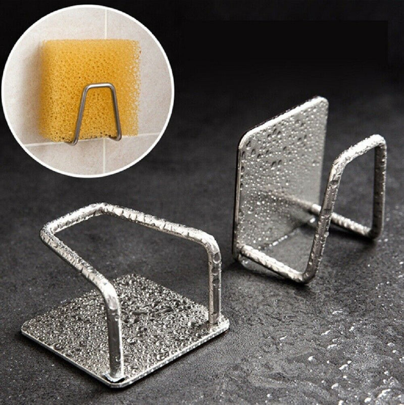 4 Pcs Adhesive Sponge Holder Sink Caddy for Kitchen Accessories Stainless Steel - Plugsus Home Furniture