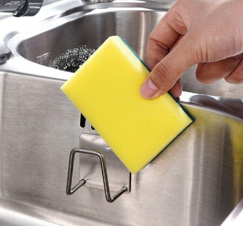 4 Pcs Adhesive Sponge Holder Sink Caddy for Kitchen Accessories Stainless Steel - Plugsus Home Furniture