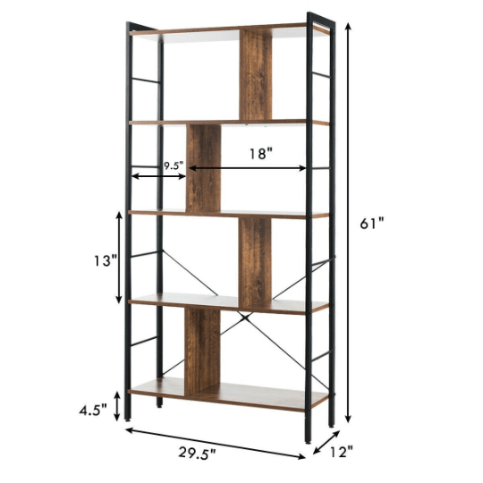 4-Tier Industrial Bookshelf Floor Standing Storage Rack Large Storage - Plugsusa