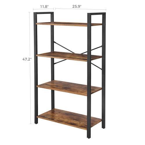 4 Tier Industrial Ladder Shelf Bookcase - Plugsusa